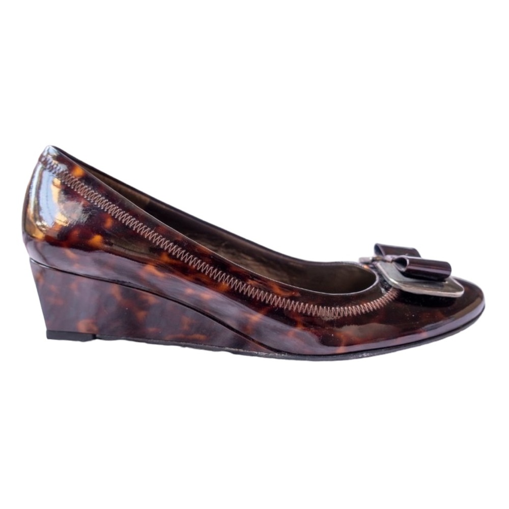 Stuart Weitzman Wedge Tortoise Shell Leather Wedg… - image 6